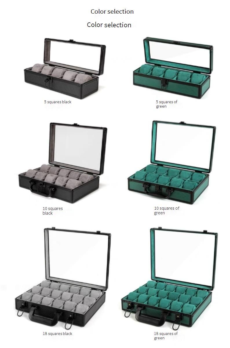 Hochwertige Uhrenbox aus Aluminiumlegierung mit Sichtfenster – Luxuriöses Uhren-Etui mit 24 Fächern, doppelter Öffnung, Innenausstattung aus grünem Samt_voghion.com