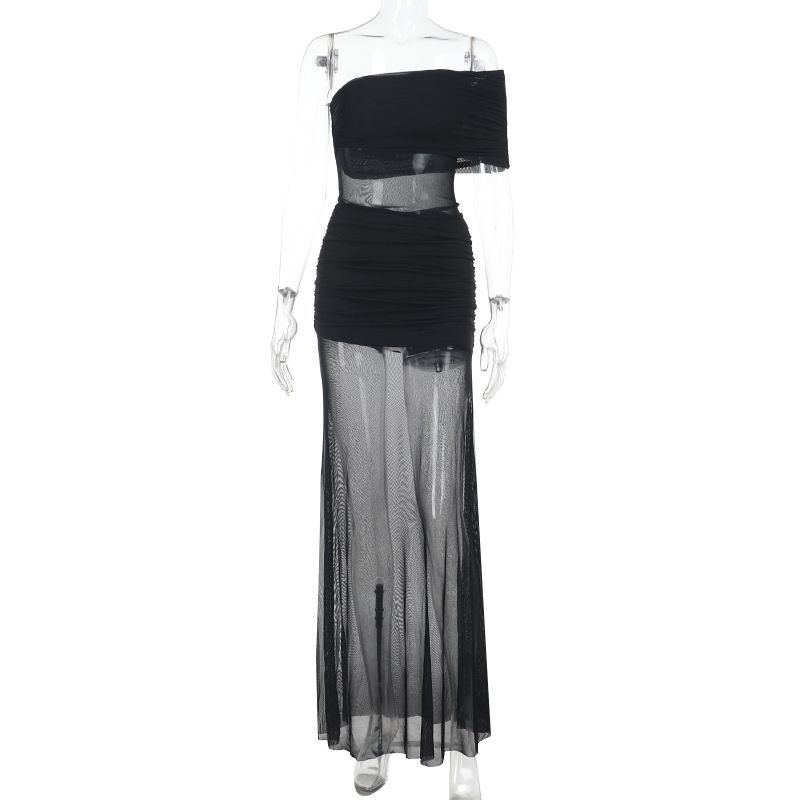 Women's Clothing Sheer Mesh Corset Dress With Smocked Waist - Sexy Summer Midi Dress For Women (XS/S/M/L)_voghion.com