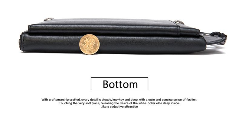 Men's Genuine Leather Long Wallet With Wrist Strap – Large Capacity Multi-Card Holder Slim Phone Case, Premium Cowhide, Minimalist Design_voghion.com