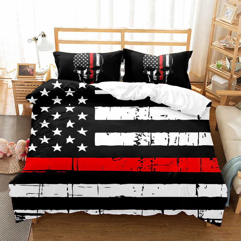 Set di biancheria da letto stampata digitale 3D stampabile con testa di teschio da due a tre e quattro pezzi_voghion.com