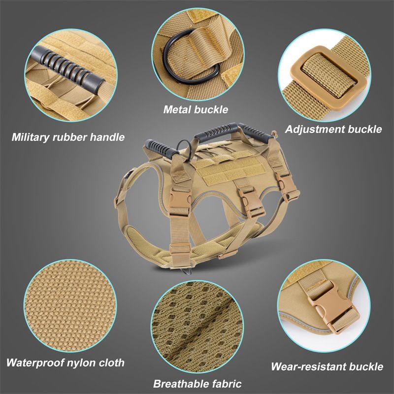 New Label Pet Vest-Style Tactical Harness Medium And Large Dog Walking Leash_voghion.com