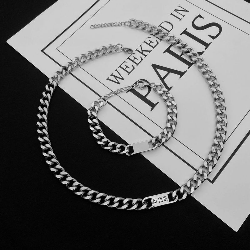 Trend Hip Hop Kette Einfache Persönlichkeit Straße Dicke Kette Zubehör Männer Und Frauen Quadrat Marke Kubanischen Armband_voghion.com