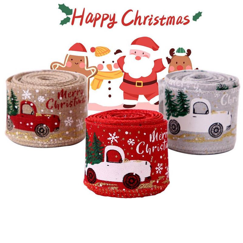 Kerstmis Nieuw Bedrukt Lint Kerstmis 2m Lint Kerstboom Decoratief Lint Kerstmis Decoratief Kleur Auto Lint_voghion.com