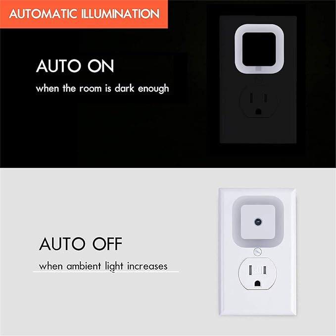 LED nočna lučka od mraka do zore, senzor, dnevna svetloba, bela, 0,5 W, vtična, 6 kosov_voghion.com