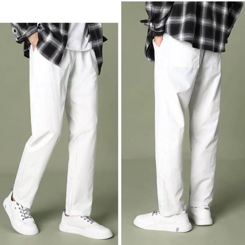 Men's Clothing Men's Casual Pants Spring and Summer Loose Trendy All Match Elastic Straight Nine Point Casual Pants Overalls_voghion.com