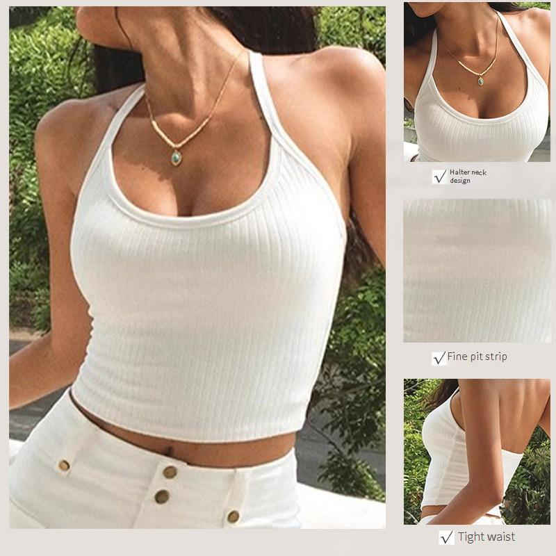 Sexy Neckholder-Sport-BH für Damen – Integriertes gepolstertes Workout-Oberteil, Racerback-Yoga-Tank zum Laufen, Fitnessstudio, Tanzen – Atmungsaktives Nylon-Spandex_voghion.com