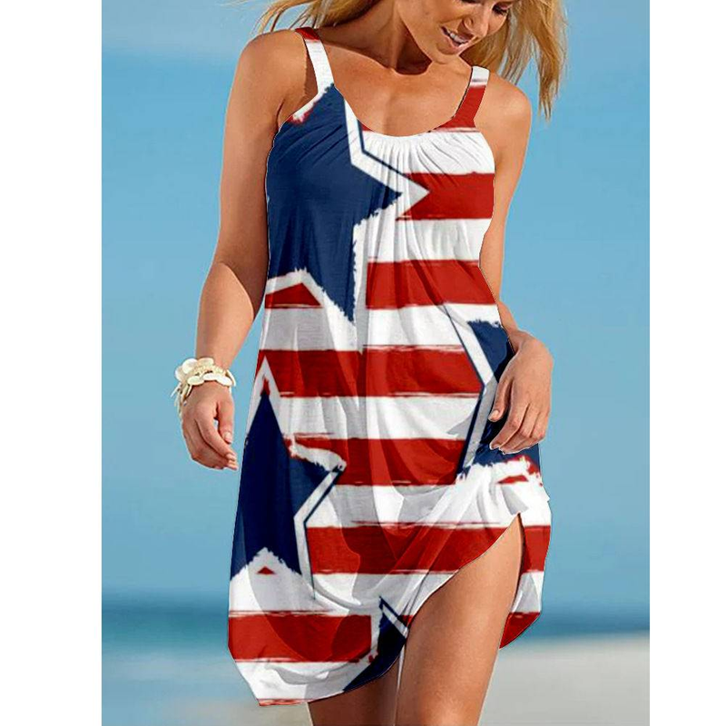 Women's Dress Flag Theme 3D Printed Personalized Street Strap Skirt_voghion.com
