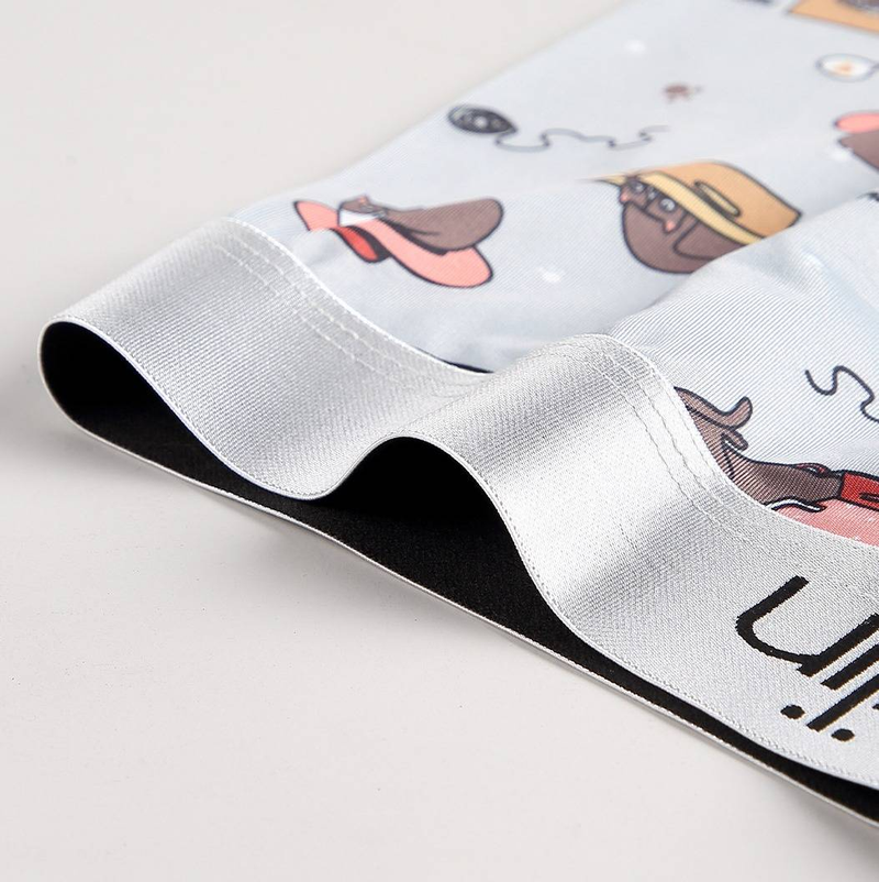 Men's Cartoon Print Boxer Briefs – Soft Cooling Silk Underwear For Students (M-XXXL, Quick-Dry, Breathable, Fun Animal Patterns)_voghion.com