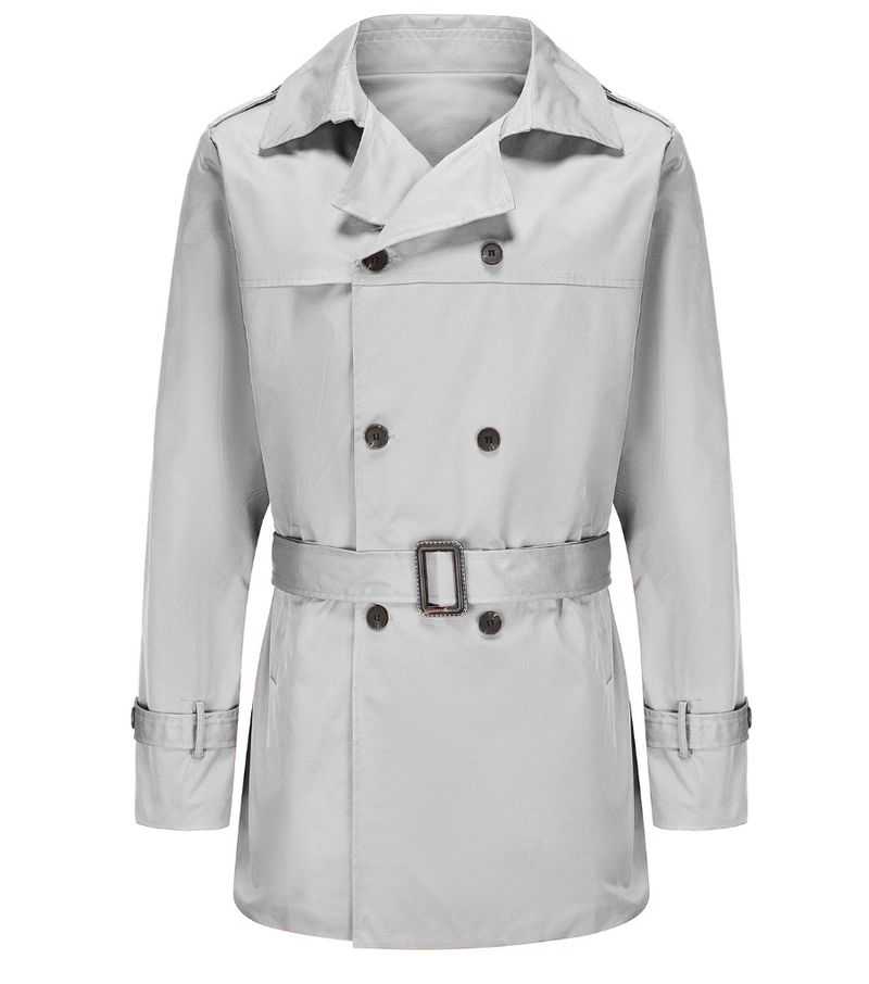 Men's Clothing Spring And Autumn New Solid Color Long-sleeved Windbreaker Men's Lapel Slim Double-breasted Casual Jacket_voghion.com