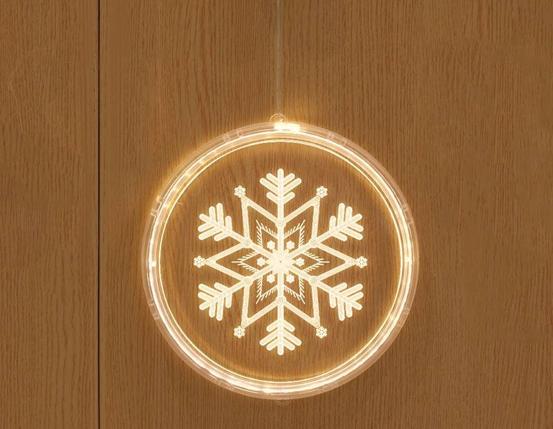 Guirnalda de luces LED navideñas de 22 cm con diseños de Papá Noel, muñeco de nieve, árbol y copo de nieve. Decoración navideña a pilas para interiores y exteriores._voghion.com