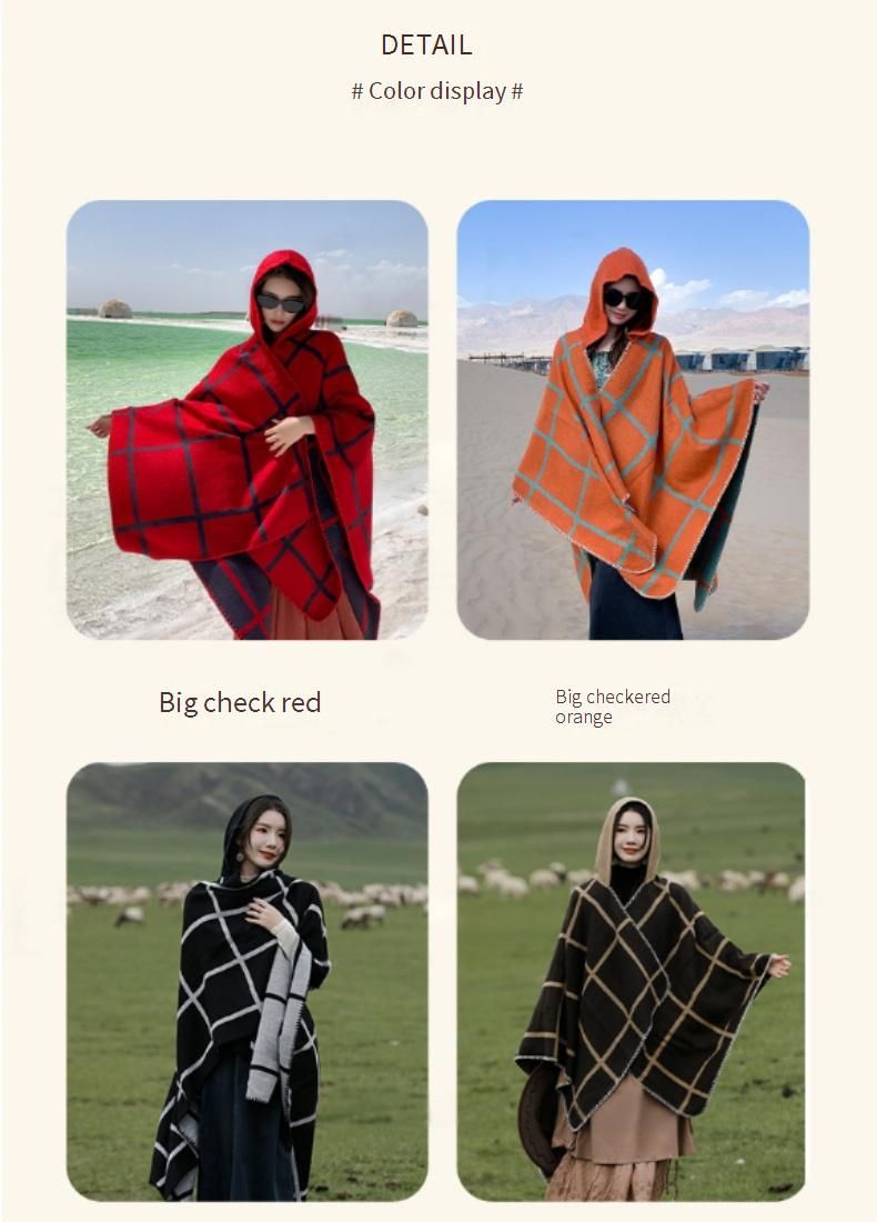 Bohemian Hooded Cape Poncho – Warm & Stylish Outerwear For Travel, Photography, And Daily Wear In Winter, Spring & Autumn_voghion.com