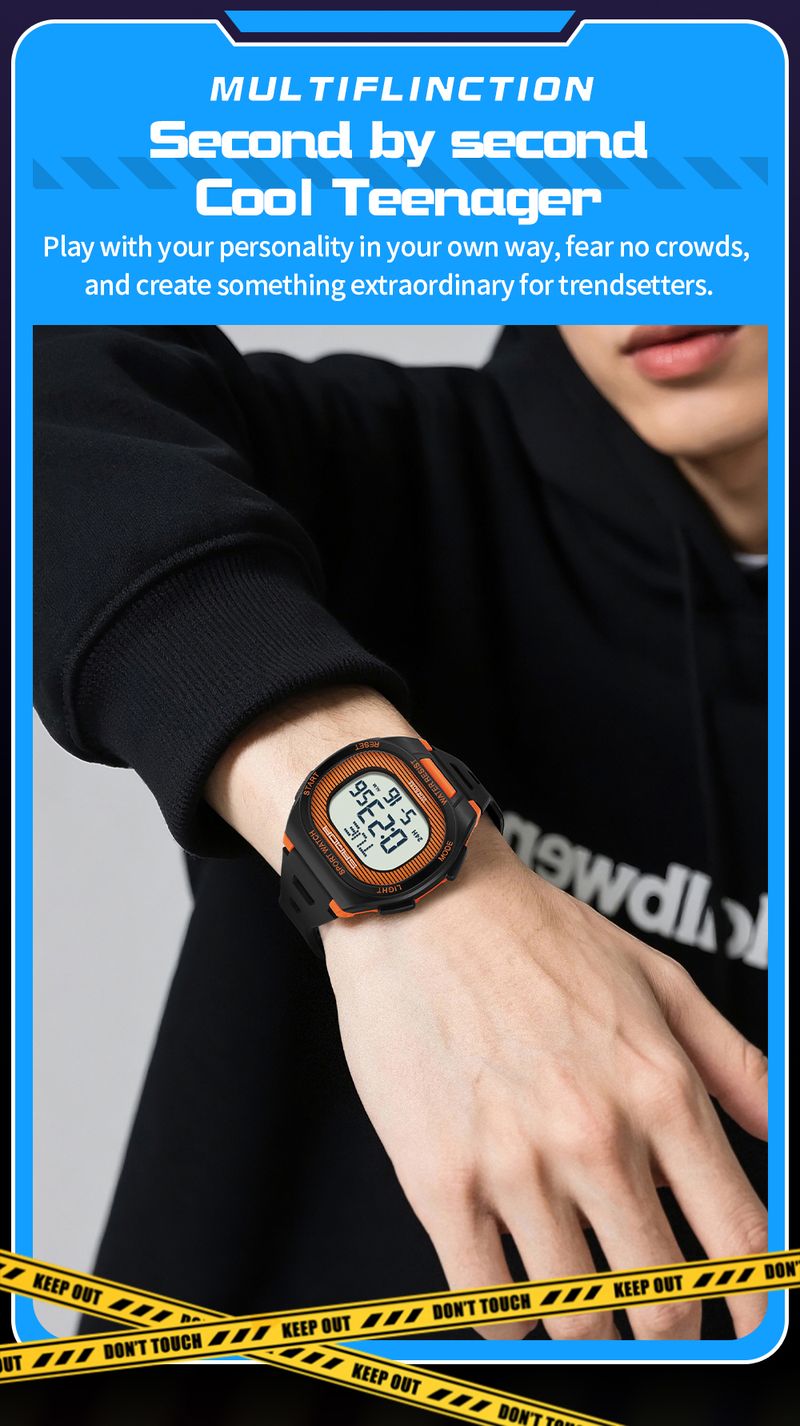 Orologio elettronico da uomo quadrato, multifunzione, conto alla rovescia, LED, impermeabile, regalo_voghion.com