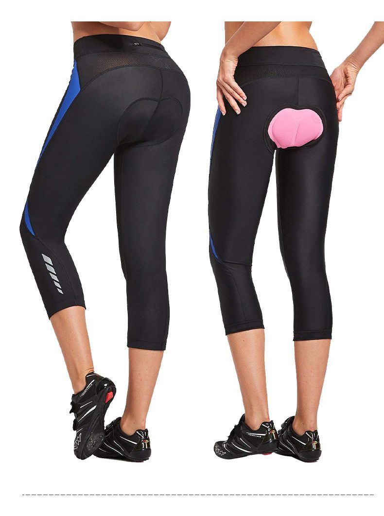 Plus Size Damen Fahrradhose Frühling und Herbst Enge Lange Stoßdämpfungskissen Bequeme atmungsaktive 7/8-Hose_voghion.com