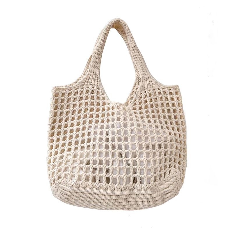 Vintage gewieft weiblech Strand Skelett Pendler Schëller Shopping Einfach Grouss Kapazitéit Gestrickte Tote Bag_voghion.com