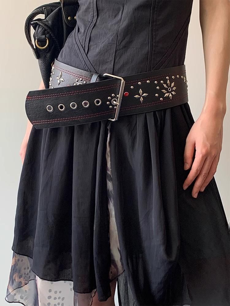 Clash Nikki Design Y2K Spice Girls Studded Wide Corset Accessory Belt_voghion.com