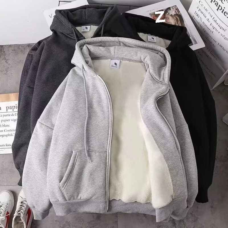 Herenkleding Plus Fluwelen Jas Heren 2024 Nieuw Cardigan Grote Maat Casual Trui Losse Herfst En Winter Rits Capuchon_voghion.com