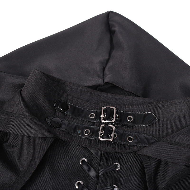 Halloween Mittelalterlicher Kapuzenmantel Gothic Mantel Langer Graben Halloween Teufel Zauberer Todesumhang Robe Umhang_voghion.com
