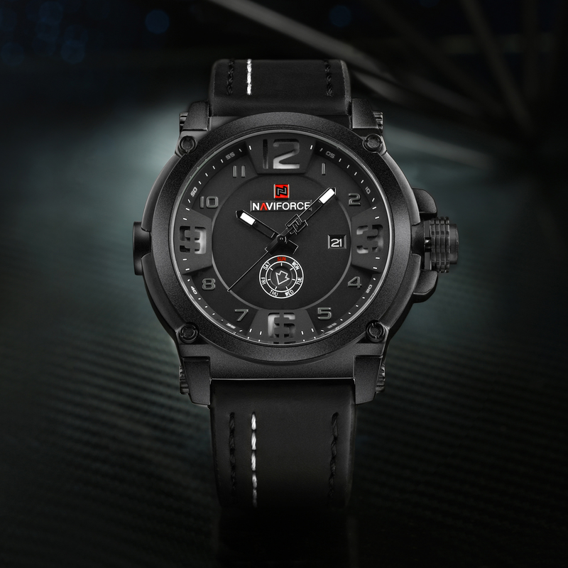 NAVIFORCE Leading 9099 Calendar Men's Waterproof Quartz Belt Watch_voghion.com