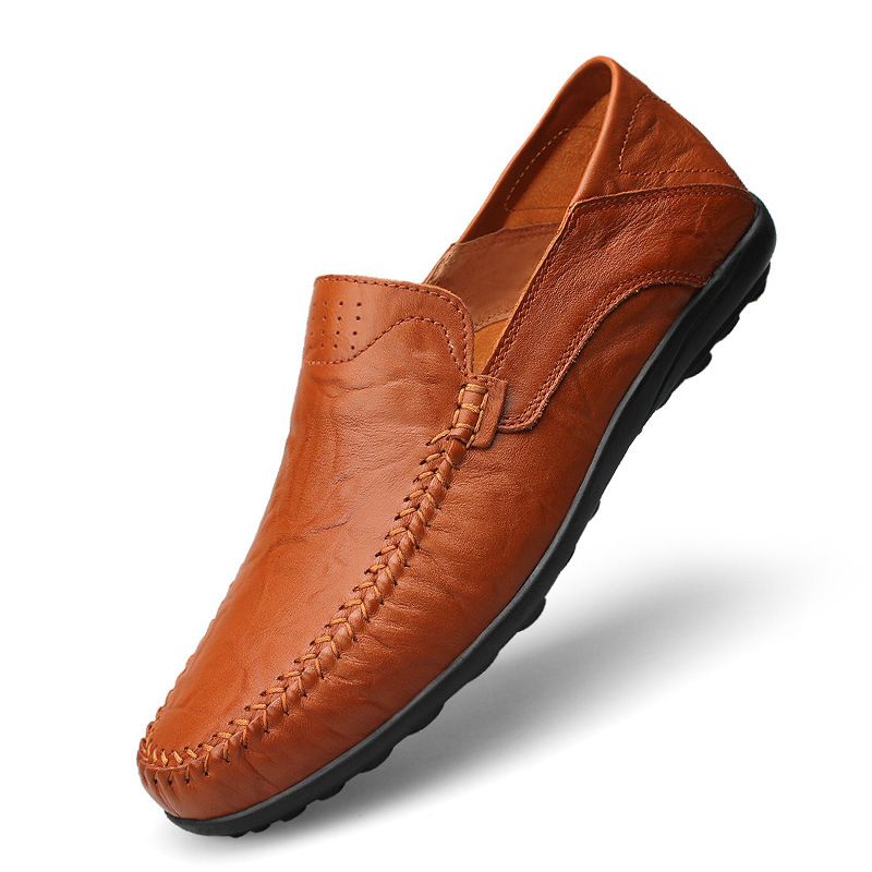 Neu Top Schicht Rindsleder Mode Casual Leder herren Loafer Slip-On Fahren Schuhe Große_voghion.com