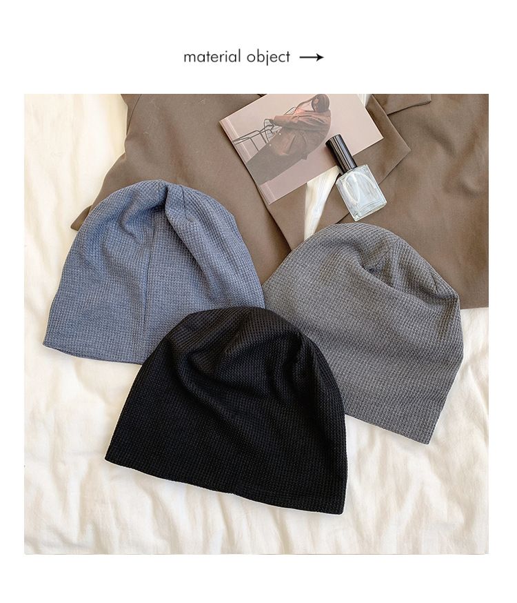Hat Women's Winter Wool Hat Large Head Circumference Baotou Cold Hat Spring And Autumn Black Thick Knitted Pile Confinement Hat_voghion.com