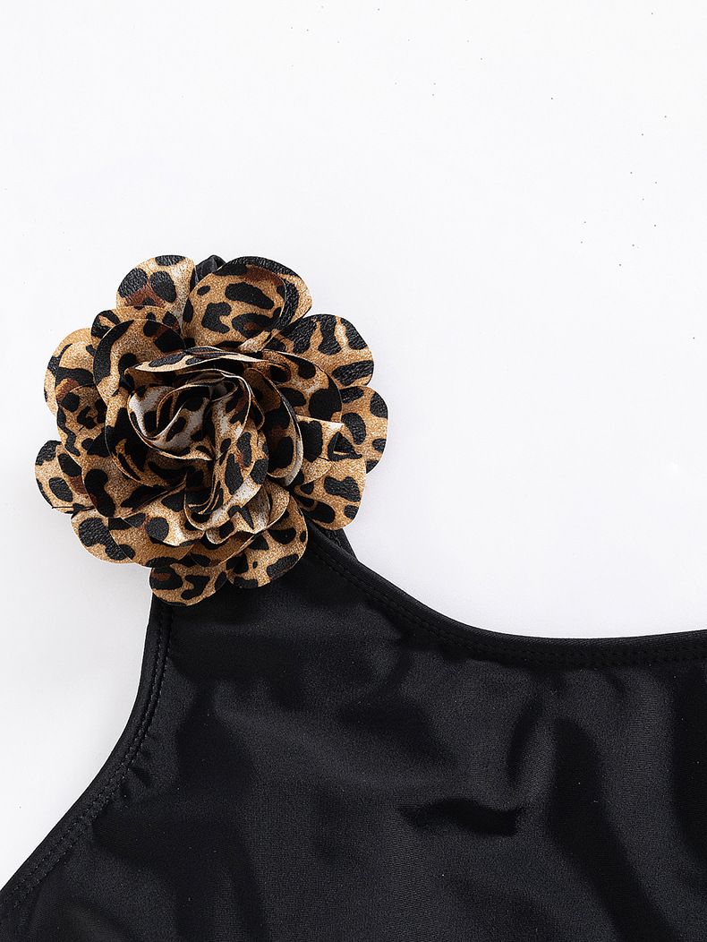 Maillot de bain une pièce pour femme, couleur unie, imprimé léopard, épaules dénudées, ajouré, sexy, deux pièces_voghion.com