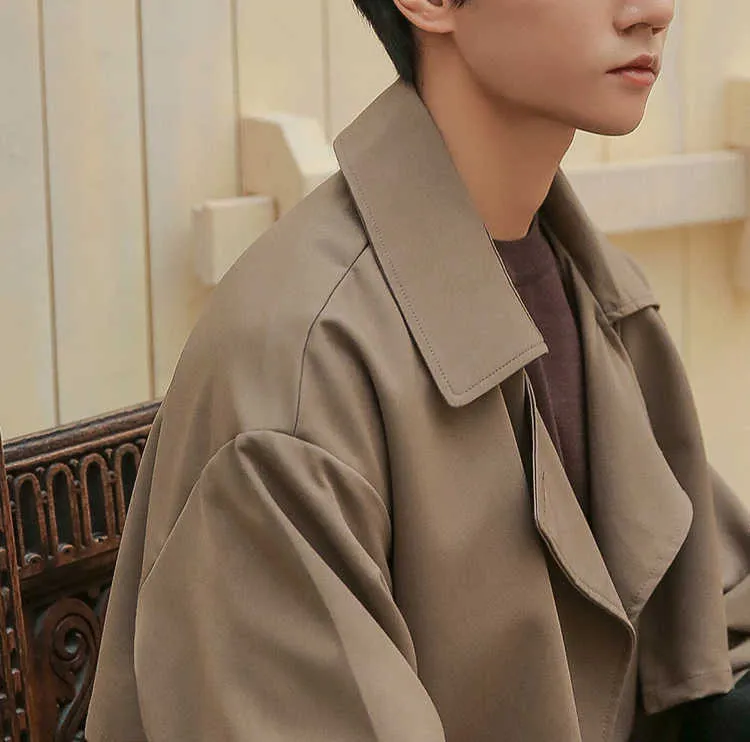 Herren Mauroicardi Frühling Herbst Lange Übergroße Trenchcoats für Männer Schärpen Zweireiher Lässige Lose Koreanische Mode_voghion.com