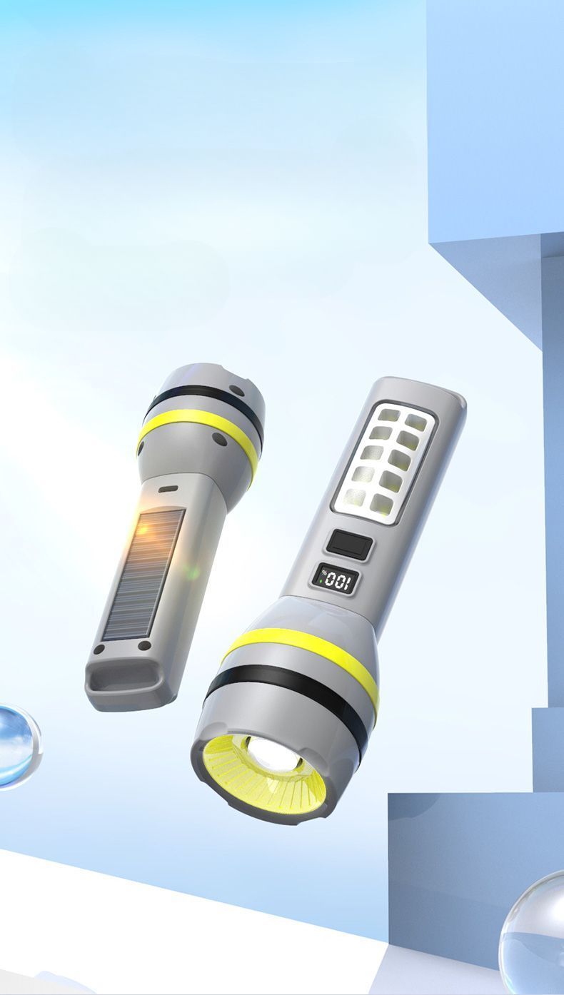 Outdoor Sports Solar Taschenlampe Reise Suchscheinwerfer Hohe Helligkeit Wiederaufladbare Lange Batterie_voghion.com