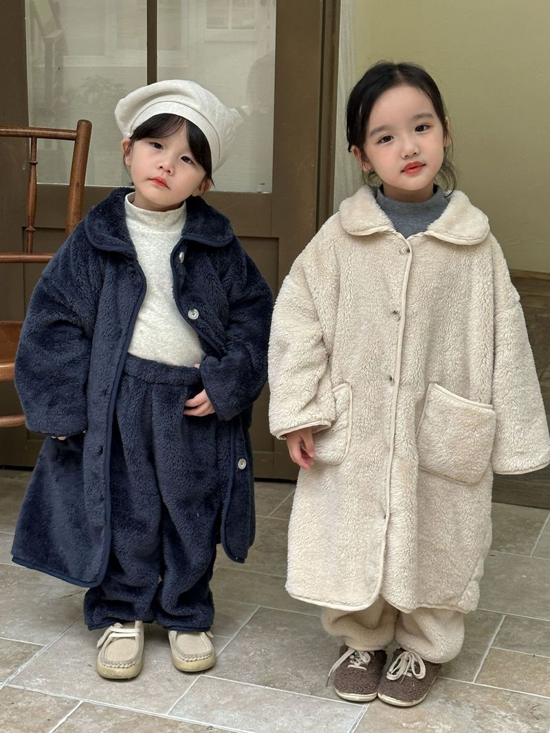 Pijamas de franela para niños, camisón largo de otoño/invierno para bebés, conjunto de ropa de casa de terciopelo Coral para niños y niñas_voghion.com