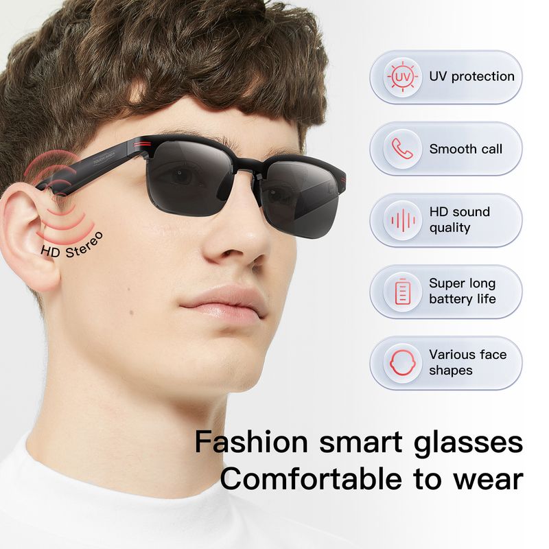 AI-Powered Bluetooth Smart Glasses With UV Protection, Music & Hands-Free Calls For Outdoor Activities_voghion.com