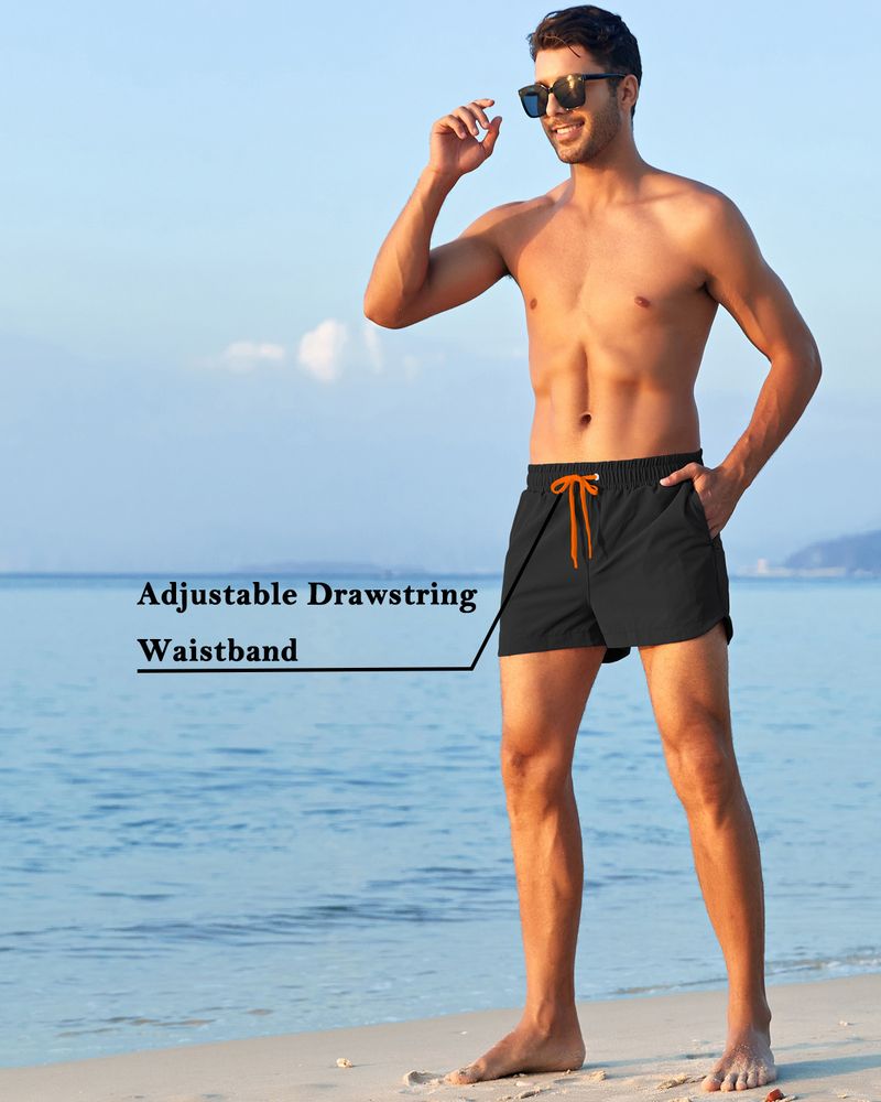 Herrestrandshorts med indvendig mesh, trekvartbukser, store bukser, moderigtige, hurtigttørrende badebukser, der modvirker pinligheder. Producent:_voghion.com