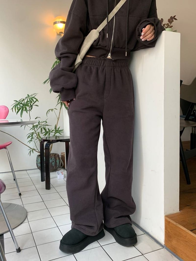 Conjunto informal de sudadera y jogger de polar estilo coreano para mujer: dos piezas de algodón suave para ropa de calle y estar en casa (S-XXL, varios colores)_voghion.com