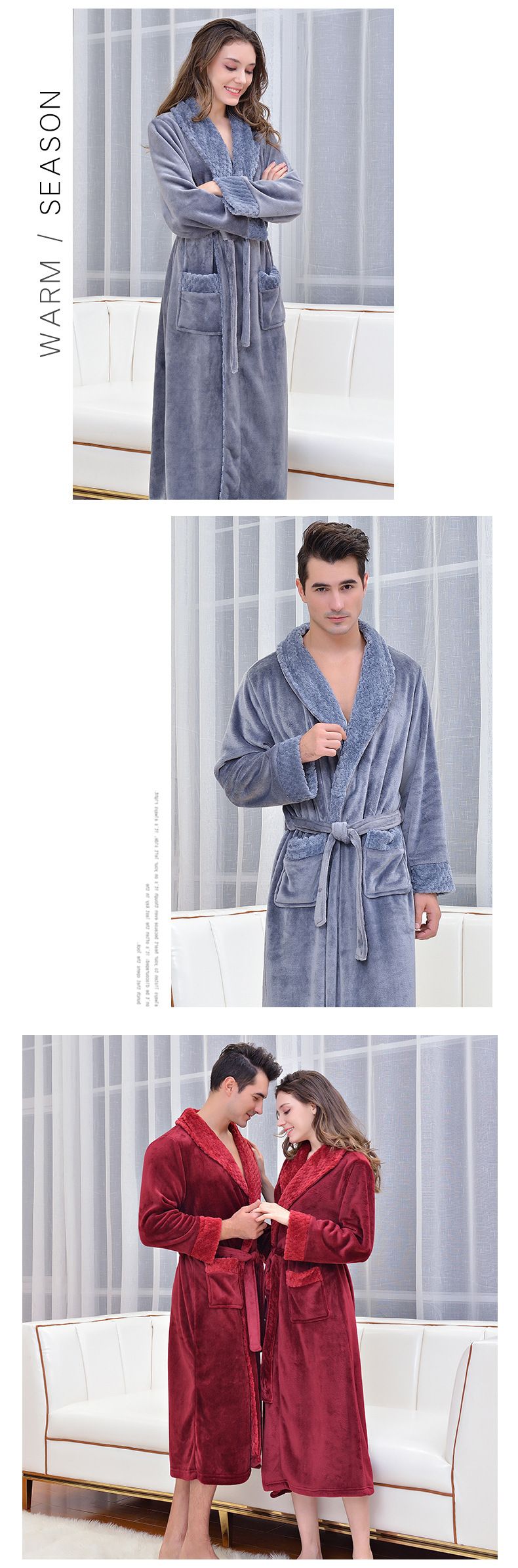 Abbigliamento da donna Autunno e Inverno Lungo Ispessito Accappatoio di Flanella Camicia da Notte Accappatoio Accappatoio di Velluto Corallo Hotel Vestaglia_voghion.com