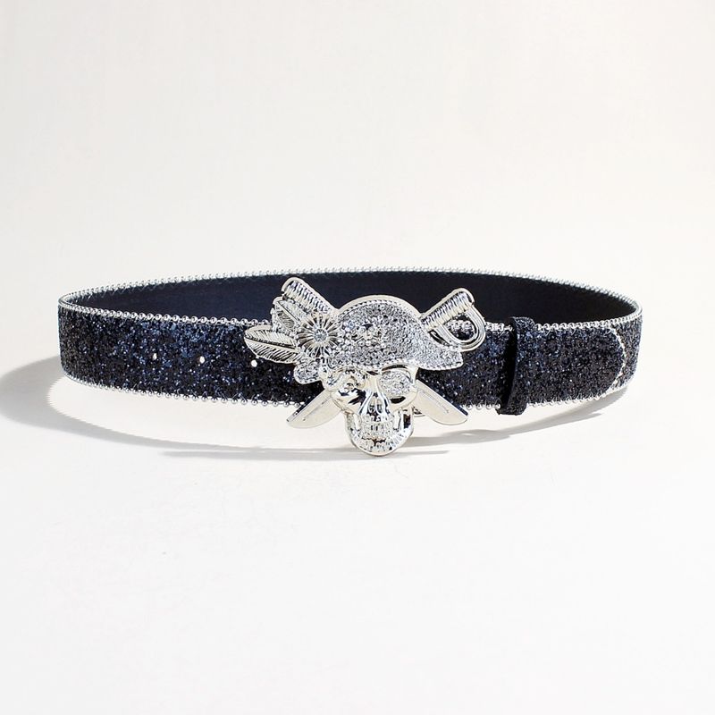 Luxury Silver Belt - Mirror-Finish Rhinestones With Anchor Buckle | Premium Dress Belt For Special Occasions_voghion.com