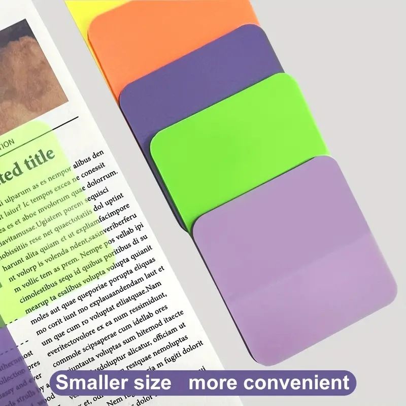 Multicolor PET Transparent Waterproof Sticky Notes Set - 8 Bright Neon Square Index Tabs For Office, School, Study & Organizing_voghion.com