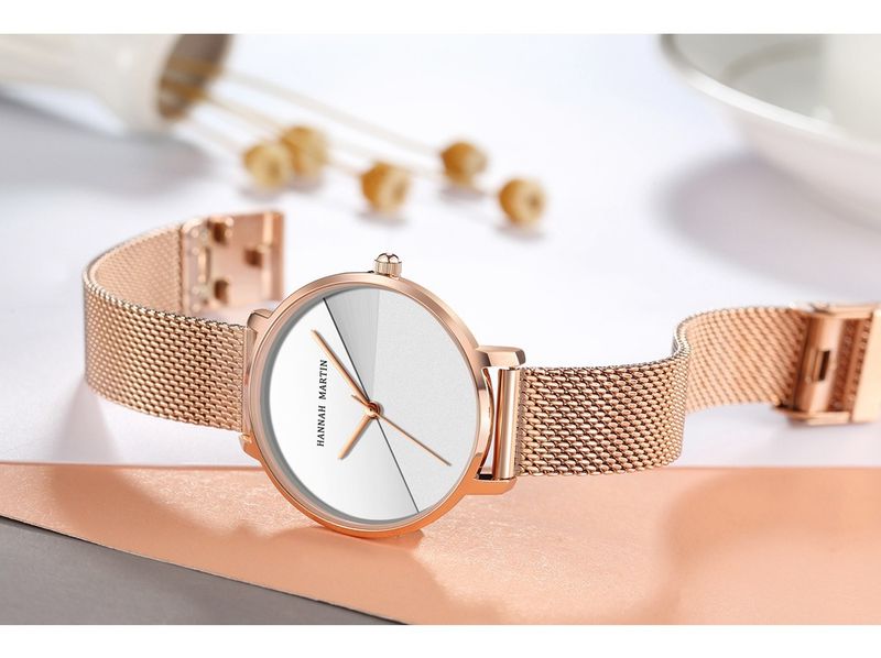Relógio minimalista feminino com movimento de quartzo japonês, resistente à água, mostrador redondo elegante, pulseira de aço inoxidável, relógio moderno e criativo_voghion.com