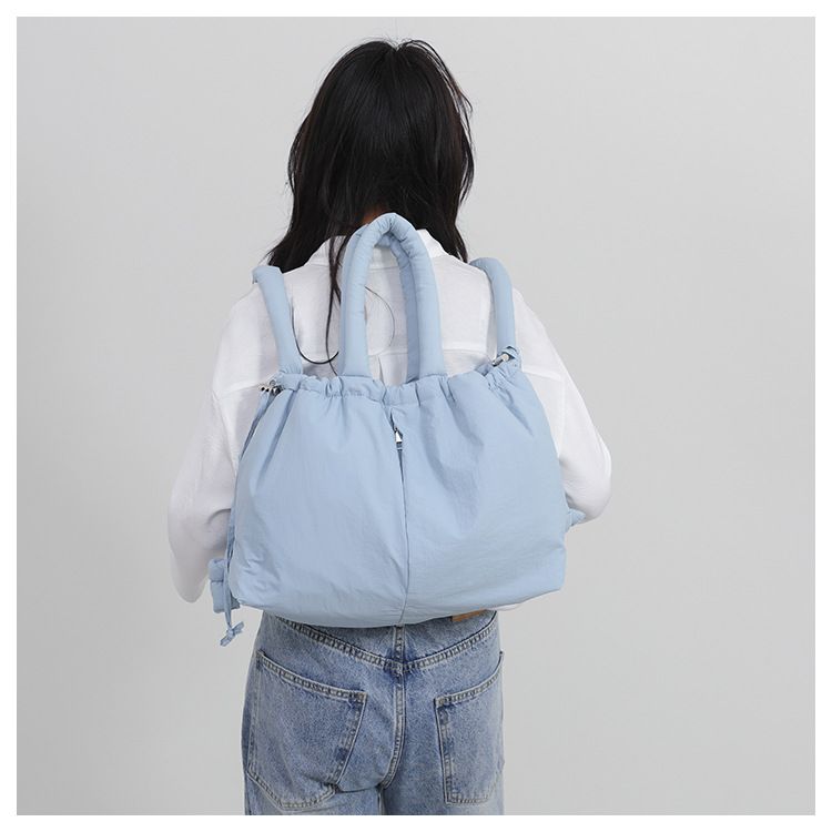 New style portable down cotton bag winter versatile fashion shoulder messenger bag multifunctional pleated casual backpack_voghion.com
