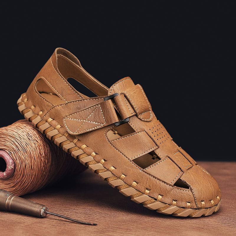 Unschlagbare Qualität italienische Herren atmungsaktive Strandschuhe, lässige Ledersandalen für den Außenbereich_voghion.com