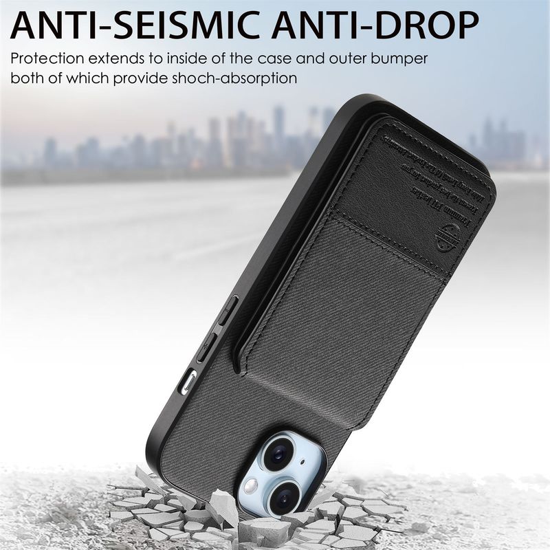 Custodia TechGlobe compatibile con iPhone 17 in similpelle, anti-magnetica, con porta carte RFID_voghion.com