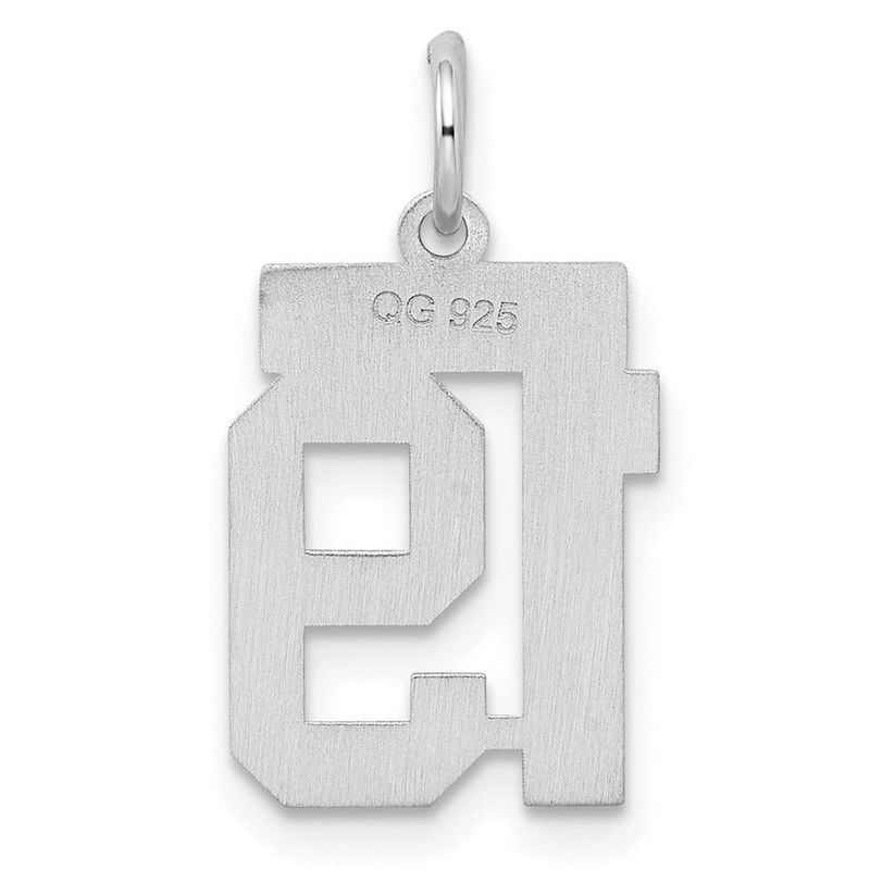 Sterling Silver/Rhodium-plated Satin Number 19 Charm_voghion.com