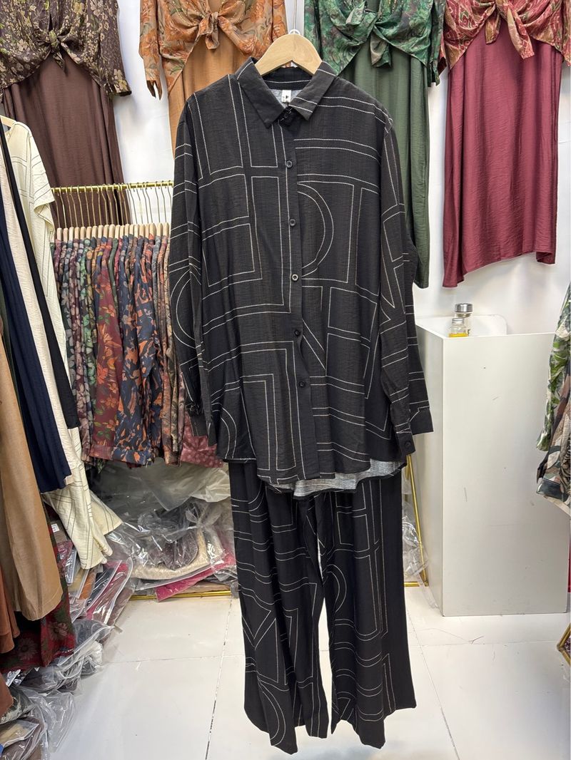Muslimischen Plus Größe 2025 Frühling Sommer Neue Nordic TOT Hülse Hemd Lange Hosen Elastische Taille Lose 33135_voghion.com