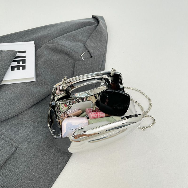 Borsa a tracolla versatile con catena da sera, piccola e quadrata, in acrilico lucido, 2024, nuova e semplice borsa da sera mondana_voghion.com