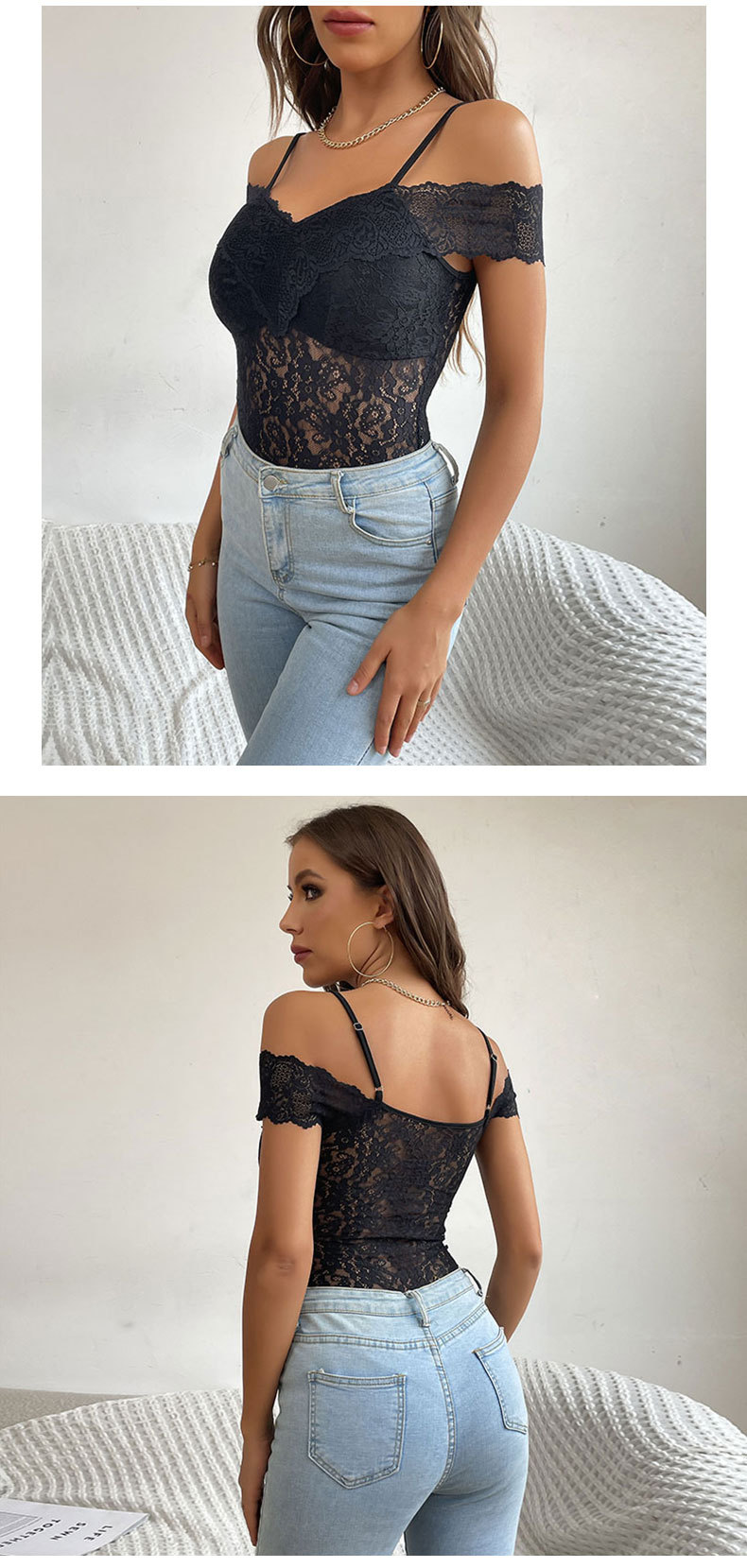Solid Color Suspenders One-shoulder Sexy Bodysuits_voghion.com