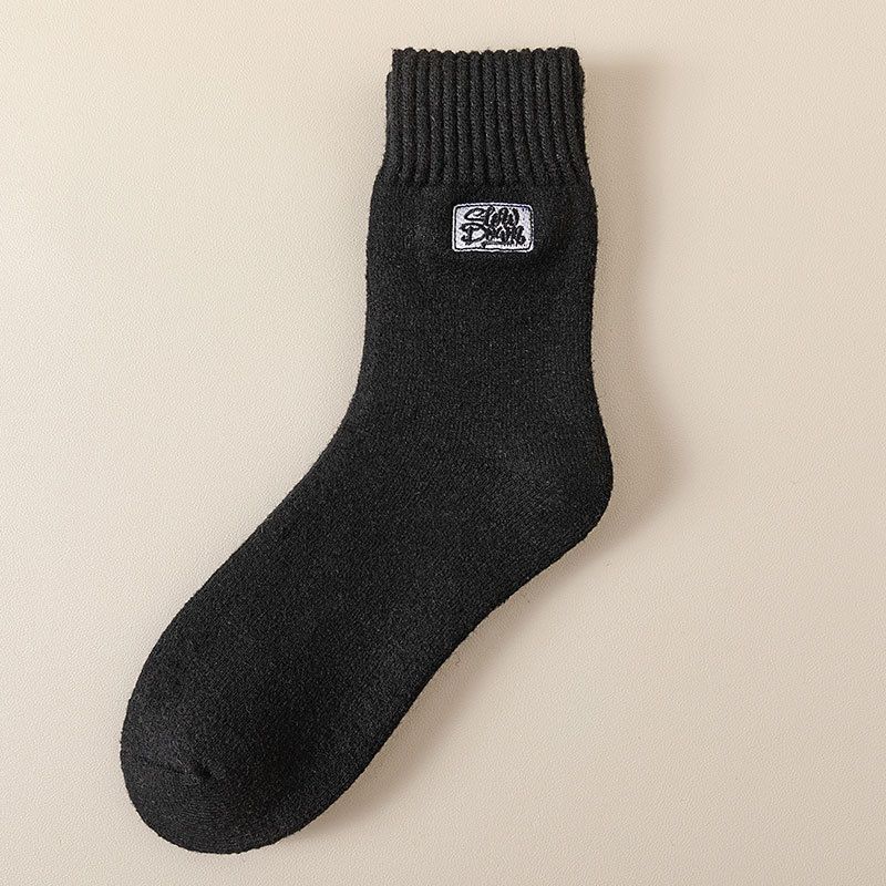 Herre Tykke Frotté Sokker Vinter Tykke Håndklædesokker Casual Broderi Mellemrørssokker Bomuldssokker Herre Varme Sokker Uldsokker_voghion.com
