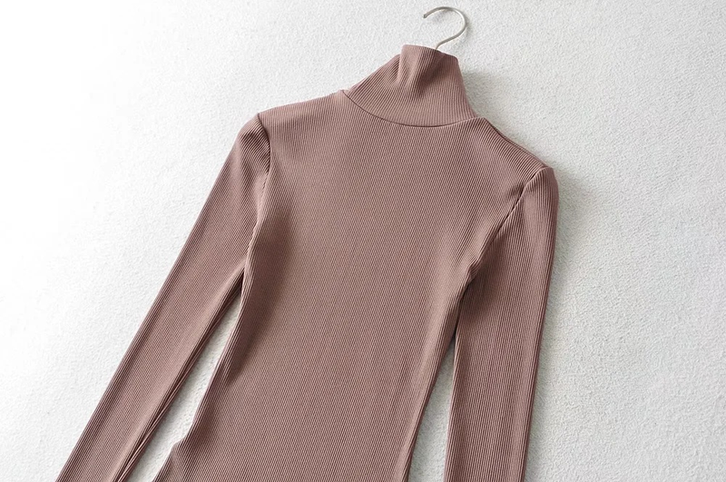 Combinaison à col roulé pour femmes Spice Girls, extensible et amincissante, T-shirt slim à manches longues, couleur unie_voghion.com