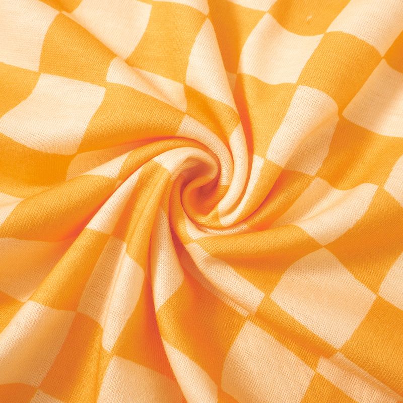 Q23TP238 Top asimétrico con lazo lateral a cuadros amarillos irregulares para verano, nuevo_voghion.com