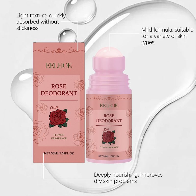 EELHOE Body Care Ball, Rose Flavor Natural Fragrance Dry Armpit Moisturizing Deodorant Convenient Care Stick_voghion.com