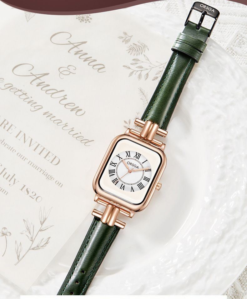 ORSGA Square Women's Roman Small Dial Belt Live Casual Couple Quartz Watch_voghion.com