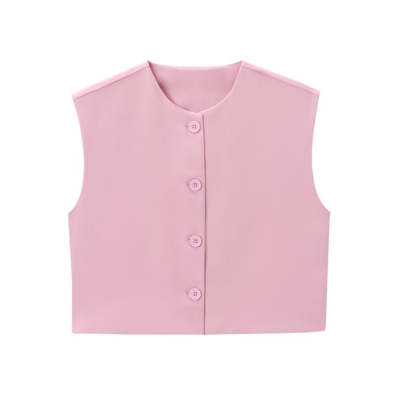 Women's clothing 2024 summer new versatile round neck sleeveless vest style short top_voghion.com