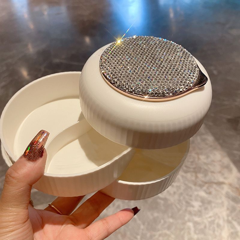 Organizador de joyas giratorio multicapa: caja de plástico resistente al polvo para pulseras, anillos y accesorios para el cabello (elegante y compacto)_voghion.com
