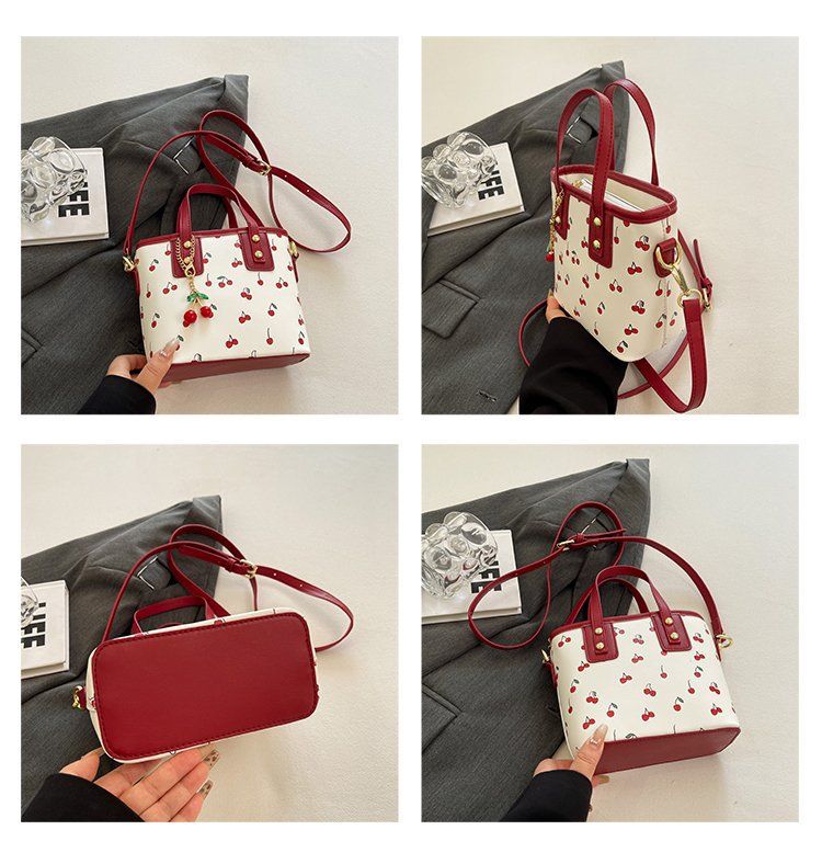 Damentaschen Kirsche Handtasche Mode Tasche Handtasche Große Kapazität Niedlich Pendeln Schulter Tote Bucket_voghion.com